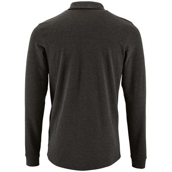 SOLS Mens Perfect Long Sleeve Pique Polo Shirt (Charcoal Marl) - Image 2