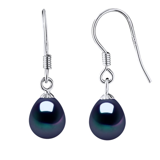 Earrings Hooks Freshwater Pearls 7-8mm Black Pears 925