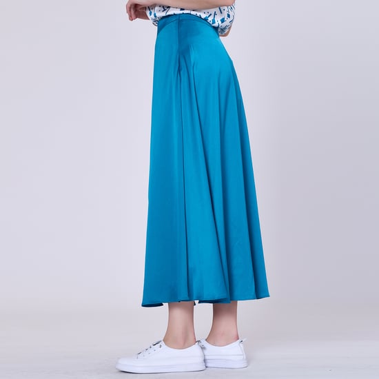 Flared midi satin skirt - Image 2