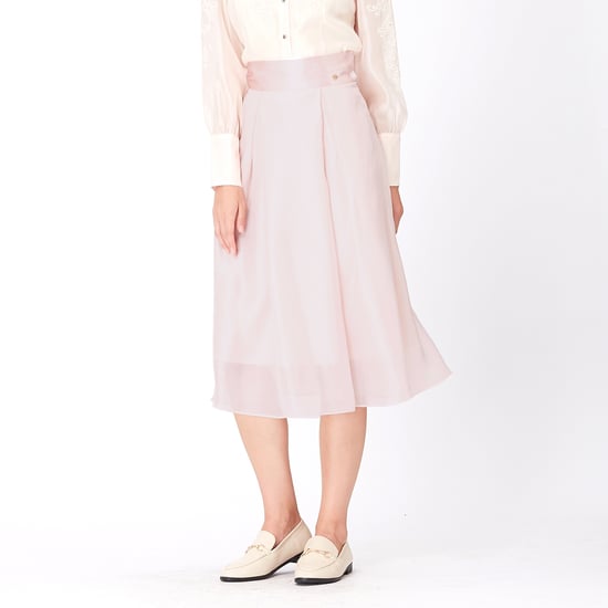 Flared organza and satin skirt - Image 3