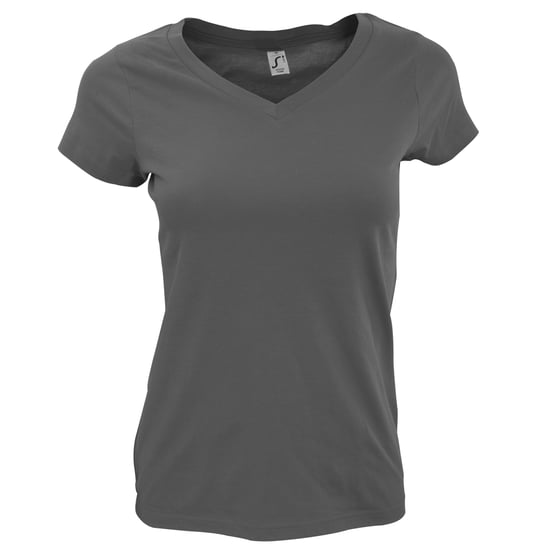 SOLs Womens/Ladies Moon V Neck Short Sleeve T-Shirt (Dark Grey) - Image 3
