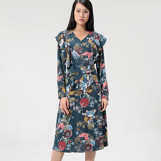 Fit-and-flare flower-print midi-dress - Image 1
