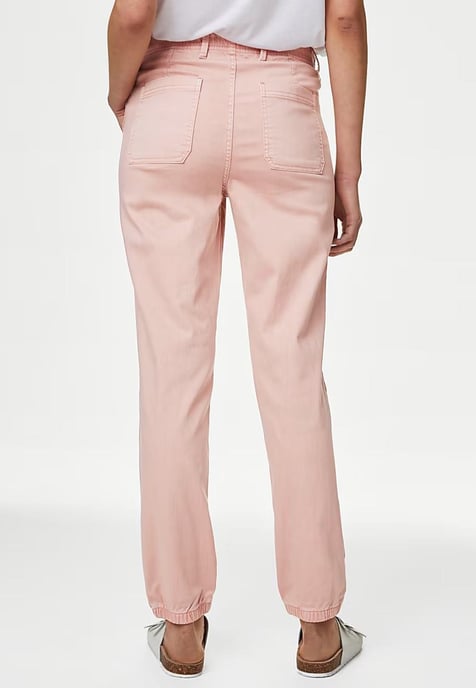 M&S Collection Ladies Cotton Blend Slim Fit Ankle Grazer Joggers Rosa - Image 2