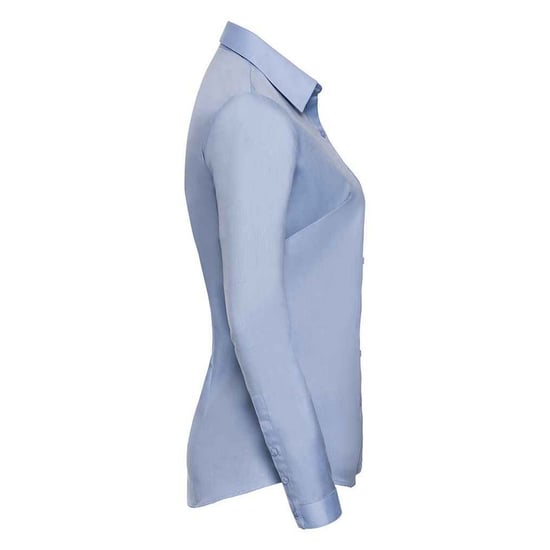 Russell Collection Womens/Ladies Herringbone Long-Sleeved Formal Shirt (Light Blue) - Image 3