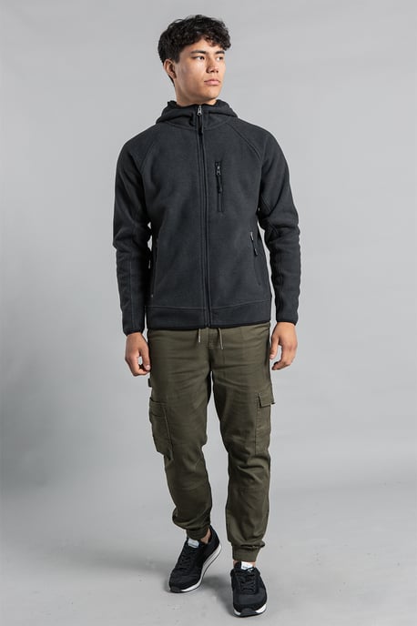 Grey Zip-Through Hooded Fleece With Sherpa Lining