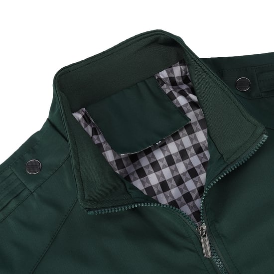 Men's Bomber Jacket with Stand-Up Collar, Transitional Jacket for Autumn, Casual Sports Jacket Green - Image 4