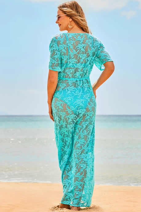 Turquoise Lace Maxi Beach Dress