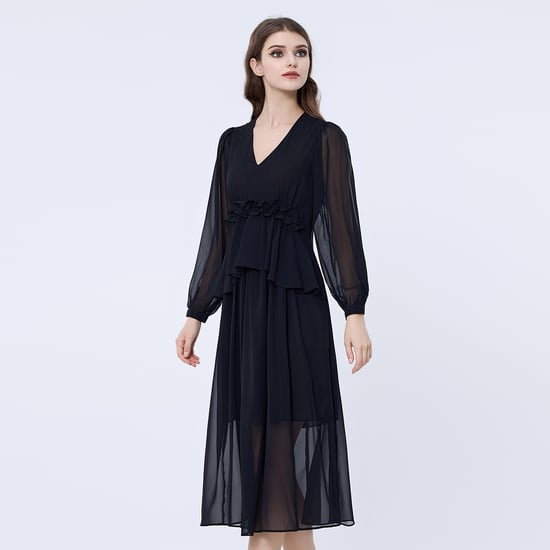 Long ruffle chiffon dress - Image 6