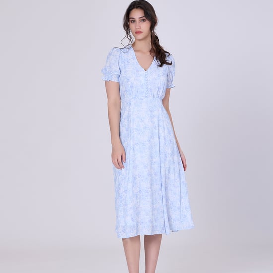 Flared empire dress with liberty print