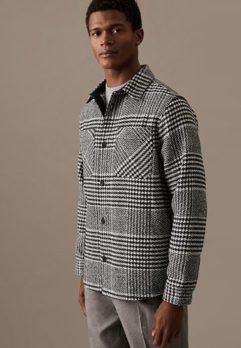 Sobrecamisa de lana Autograph Black/White Check para hombre - Image 4
