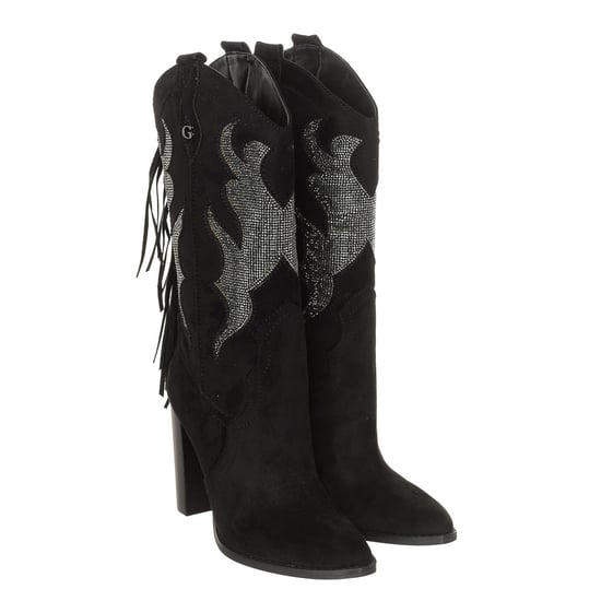Women's pointed toe heeled boots finished in suede FL8MRAESU11