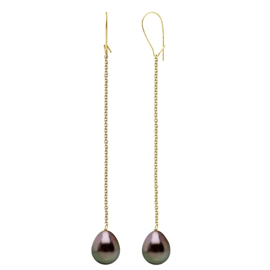 Earrings Real Cultured Tahiti Pearls Pear 10-11 mm - Image 1