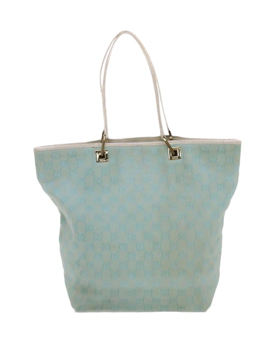 GUCCI GG Canvas Tote Bag Light Blue White Auth 50181 - Image 4