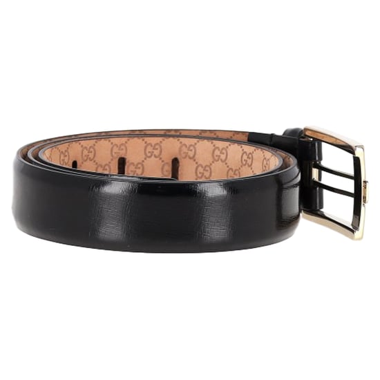 Gucci GG Supreme Square Buckle Belt in Black Leather