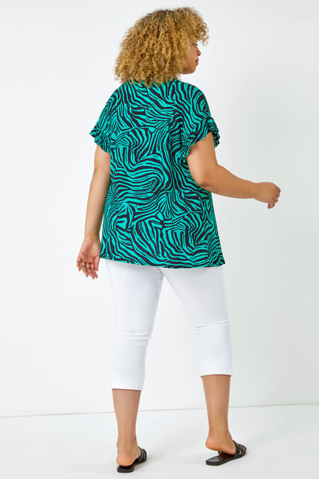Curve Animal Print Stretch Jersey Top