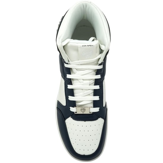 Zapatillas altas Plein Sport Bold Brand en blanco y azul marino - Image 3