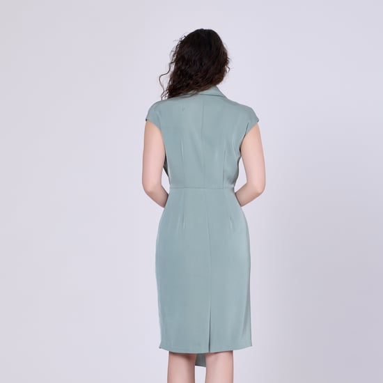 Mat satin asymmetric draped panel dress
