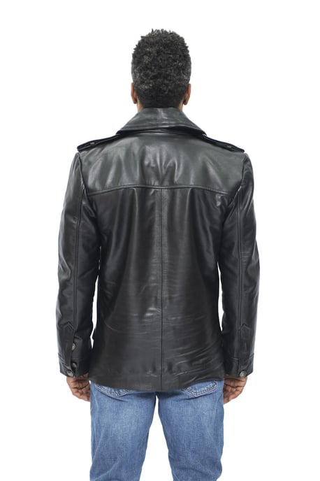 Mens Cowhide Leather Peacoat-Leiden