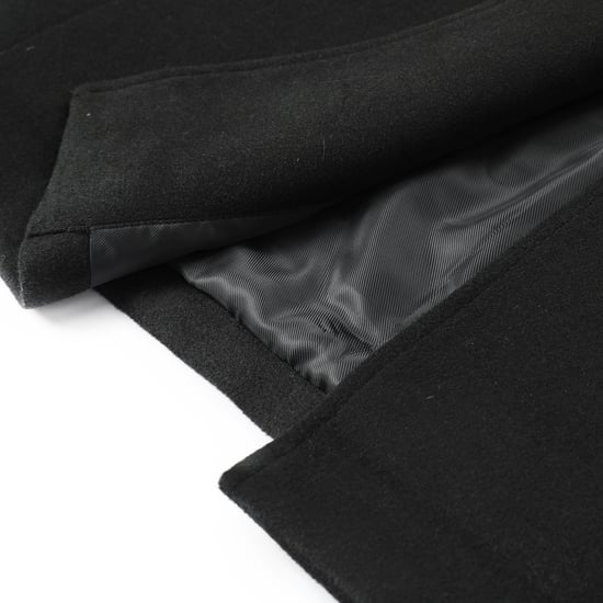 Men's Knee-Length Winter Wool Coat Slim Fit Turn-Down Collar Business Coats Black - Image 6