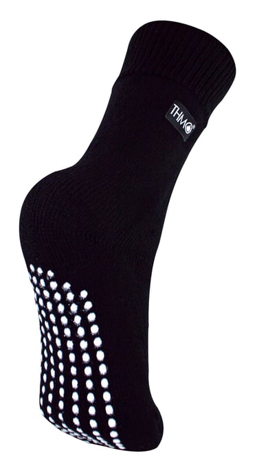 Calcetines de interior para niños con pinzas | THMO | Calcetines térmicos antideslizantes gruesos y cálidos - Negro - Image 1