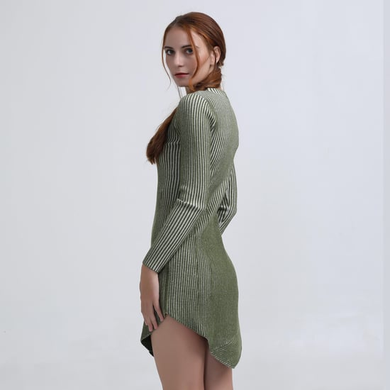 Asymmetrical short dress in ribbed knit - Image 4