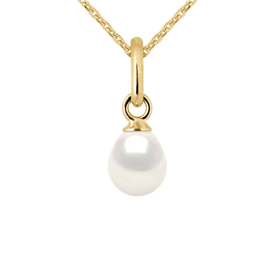 Pear Pearl de agua dulce colgante de 5-6 mm PERA NEGRA 18K Gold blanco entregado con cadena - Image 1