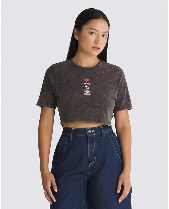 VANS Women's Heartbreaker Crew Crop T-Shirt in Black - Image 2
