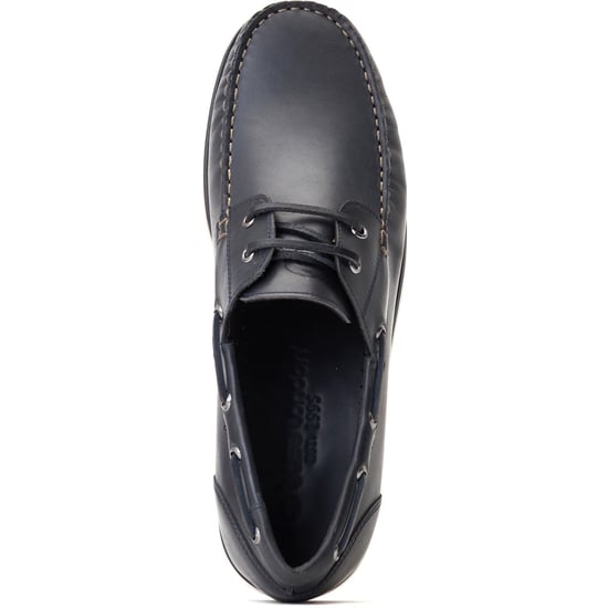 Base London Stern Leather Men's Navy Boat Shoes - Image 4