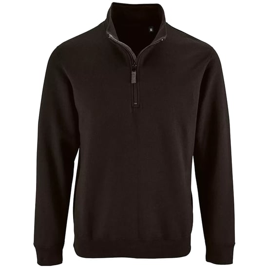 SOLS Mens Stan Contrast Zip Neck Sweatshirt (Black) - Image 1