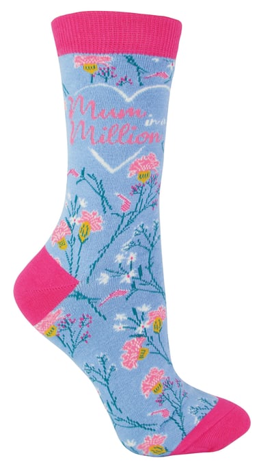 Miss Sparrow - Calcetines de Mamá para Señoras | Calcetines de Bambú con Estampado Floral | Suaves y Transpirables | Regalos para el Día de la Madre - Calcetines de Mamá (Azul) - Image 1