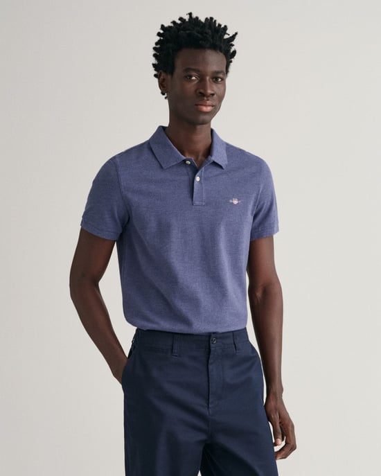 GANT Mens Slim Fit Short Sleeve Shield Logo Pique Polo - Image 1