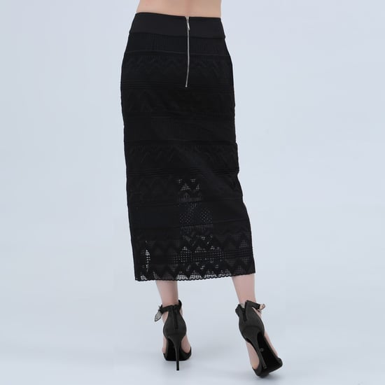 Geometrical Lace Midi Skirt - Image 1