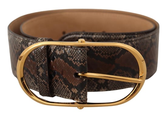 Dolce & Gabbana Women's Brown Exotic Leather Gold Oval Buckle Belt
