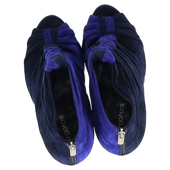 Sergio Rossi Bi-Color Cut Out Ankle Boots in Blue Suede - Image 6