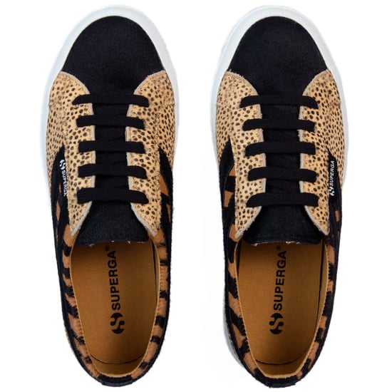 Superga Womens/Ladies Cheetah & Zebra Print Cowhide Leather Trainers (Black) - Image 4