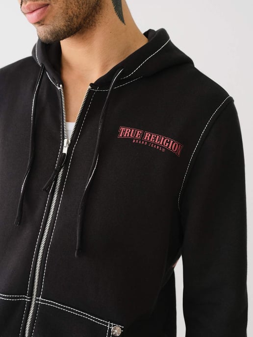 Big T Overt Painted Horseshoe Zip Up in Black