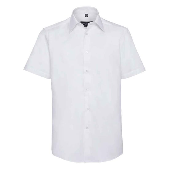 Russell Collection Mens Oxford Tailored Short-Sleeved Shirt (White) - Image 1