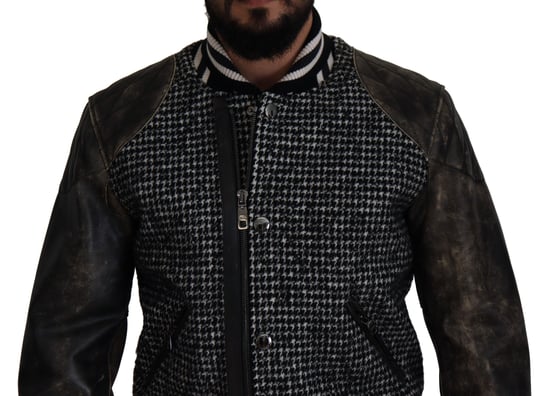 Chaqueta Bomber para Hombre de Polyester de Houndstooth Negro Dolce & Gabbana - Image 3