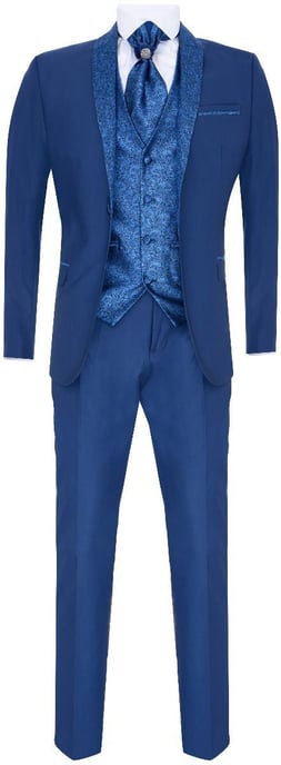 Traje de boda azul de 4 piezas para hombre - Image 2