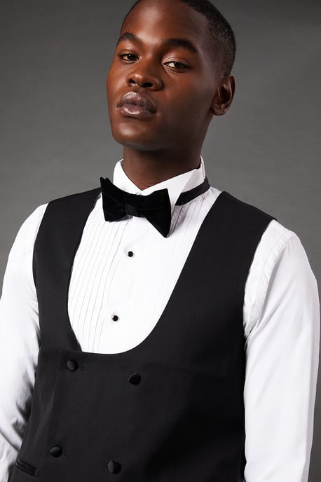 Slim Fit Black Tuxedo Suit Waistcoat - Image 1