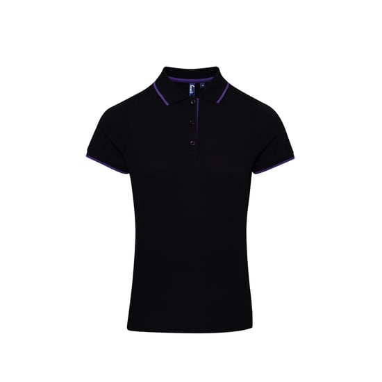 Premier Womens/Ladies Contrast Coolchecker Polo Shirt (Black/Purple) - Image 1