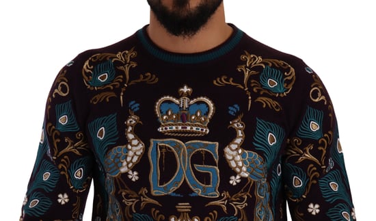 Suéter Bordo de Cachemira para Hombre Dolce & Gabbana con Bordado de Corona DG - Image 4