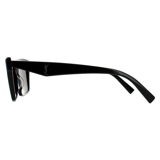 Gafas de sol unisex rectangulares brillantes en negro y gris oscuro de Saint Laurent - Image 3