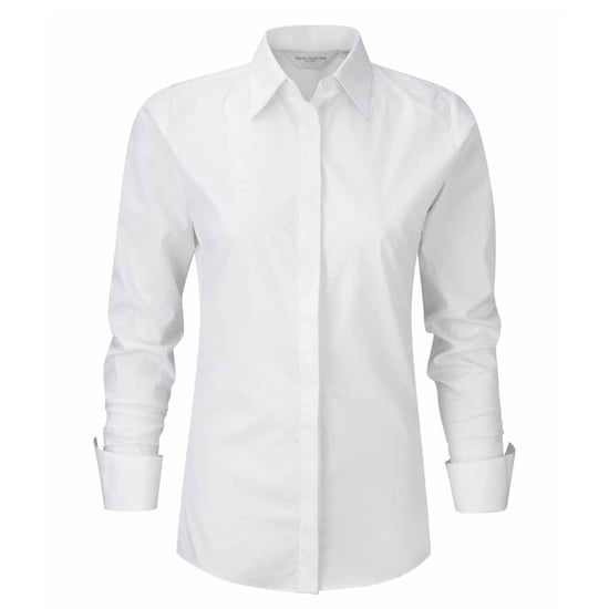 Russell Collection Womens/Ladies Ultimate Stretch Fitted Long-Sleeved Shirt (White) - Image 1