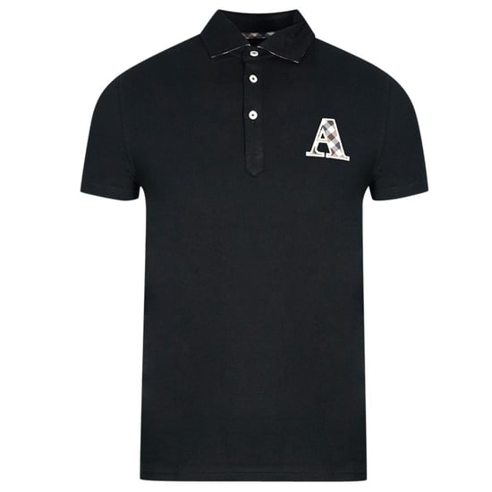 Aquascutum Polo negro con logo A a cuadros - Image 1