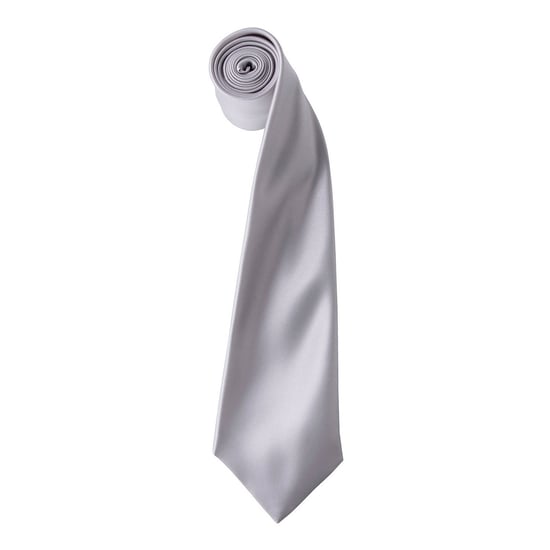 Premier Unisex Adult Colours Satin Tie (Silver) - Image 1