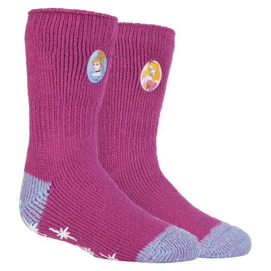 Heat Holders - Childrens Character Non Slip 2.3 TOG Winter Warm Thermal Slipper Socks with Grippers - Disney Princess - Image 1