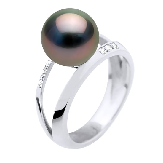 Ring Jewelry 0,06 Cts - White Gold - Real Cultured Tahiti Pearl Round 9-10 mm - Image 1
