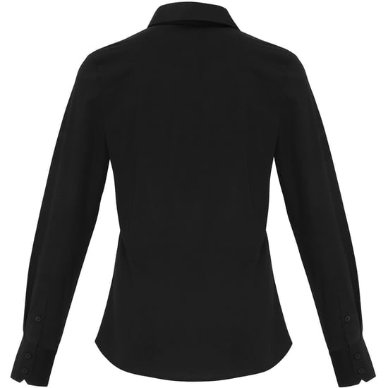 Premier Womens/Ladies Stretch Fit Poplin Long Sleeve Blouse (Black) - Image 2