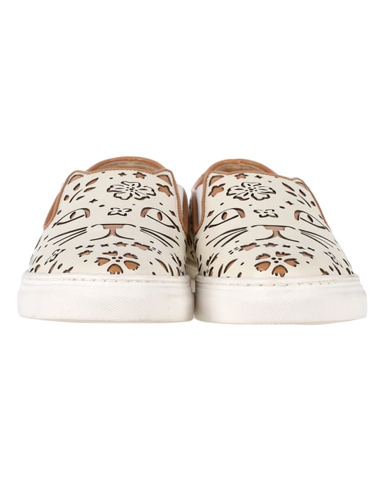 Charlotte Olympia Cool Cats Laser-cut Slip-On Sneakers in Cream Leather - Image 2